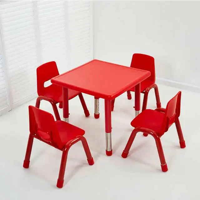 HPL height adjustable child kindergarten furniture toddler table and chair set