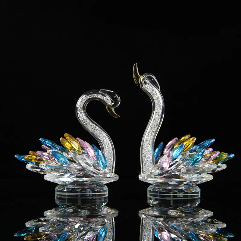 Newest K9 Crystal Glass Couple Swan Wedding Centerpiece Decoration Gift for Party Giveaways