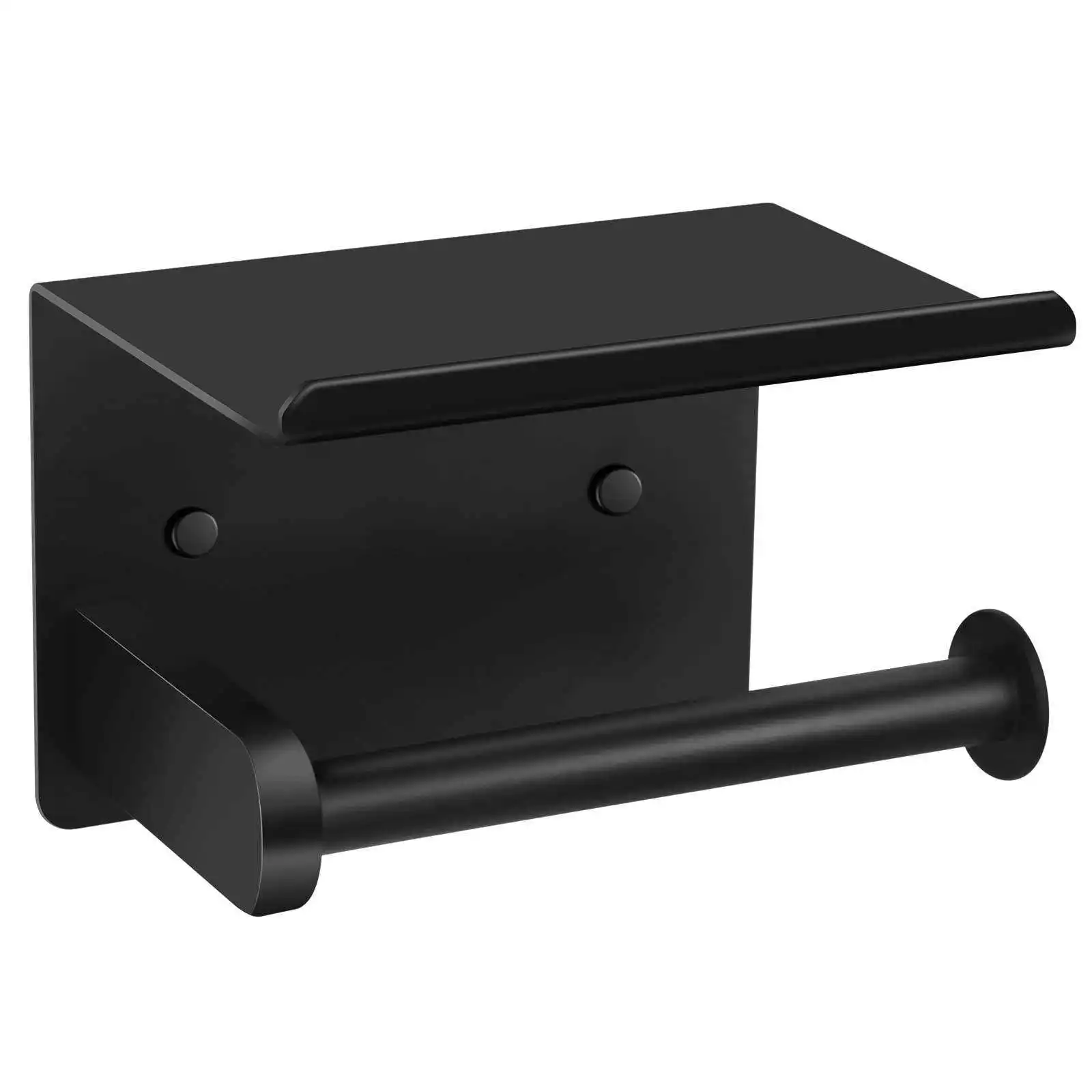 Toilet Paper Holder Matte Black Toilet Paper Holder with Shelf Screw or Self Adhesive Toilet Paper Holder Wall