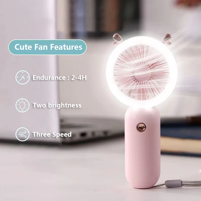 Summer Cute Mini Fan Cat Ears Bladeless Fans USB Charge Lashes Portable Fans For Lash Extension Glue Dedicated Dryer Tools