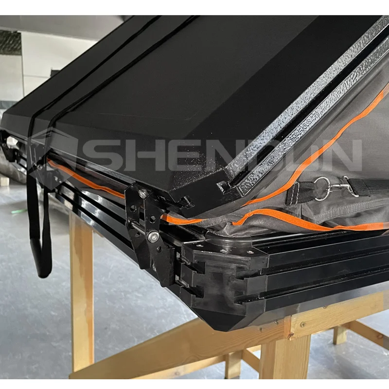 Triangle Aluminum 2~3 Person foldable Roof Top Tent Car Rooftop Tent Triangle Hard Shell Top Camping OEM Canvas Roof Tent