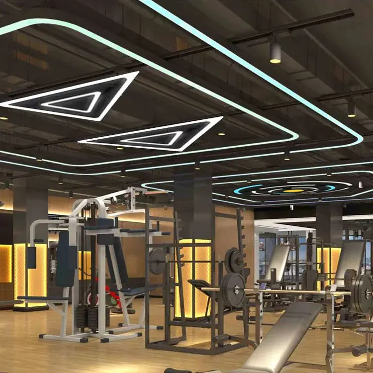 Modern Industrial Acrylic Linear Hanging Lamp Suspended Triangle Chandelier 28W Led Pendant Lights For Office Supermarket