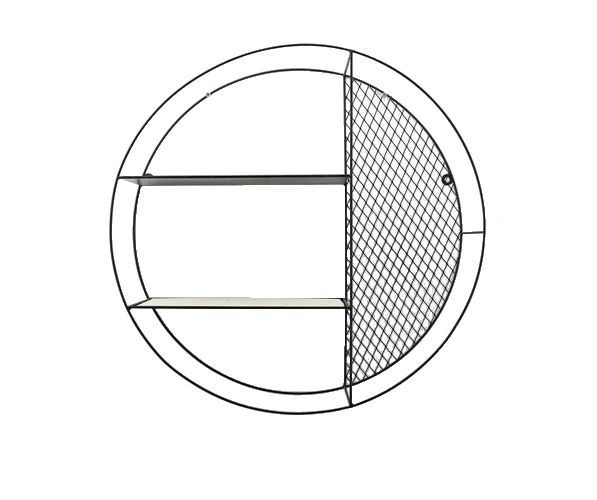 Best sallers 2021 Industrial Style Metal Round Shape Grid Wall Shelf Hanging Floating Display Iron Wall Holder Rack