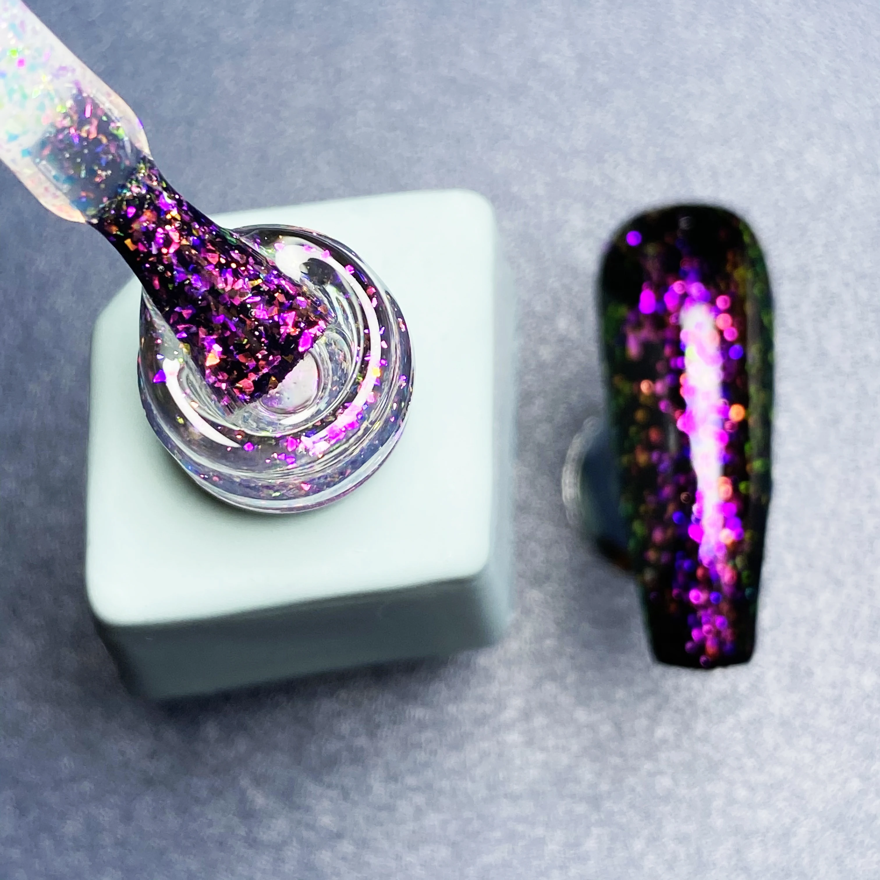2022 New Arrival holographic nail polish holo shining varnish high shine glitter top coat set