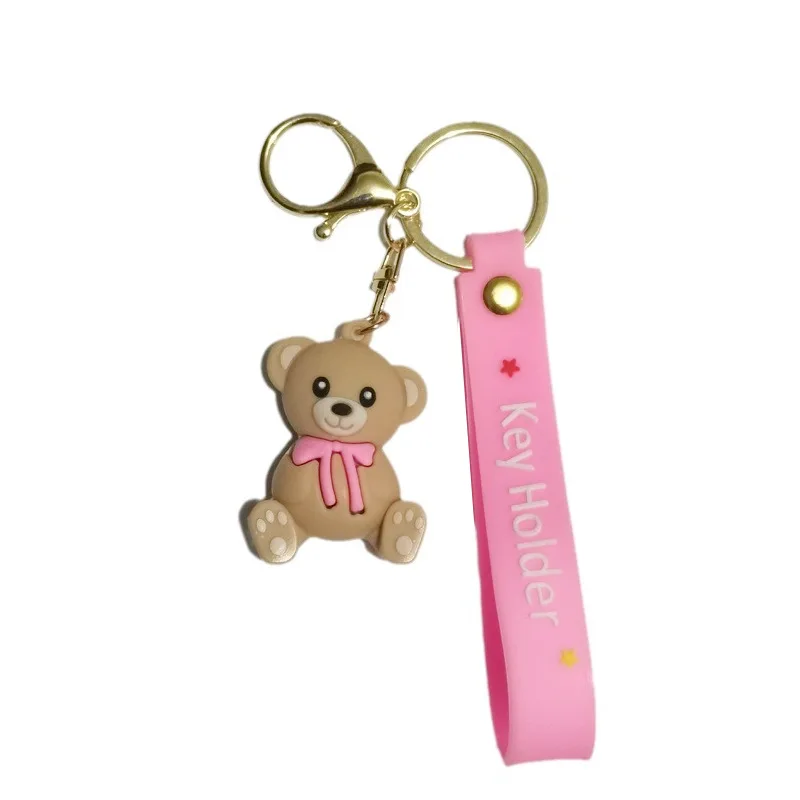 Wholesale Promotional Custom 3d Cute Keychain  Big-Eared Dog Frog Rubber Key Chains with Metal Key Ring