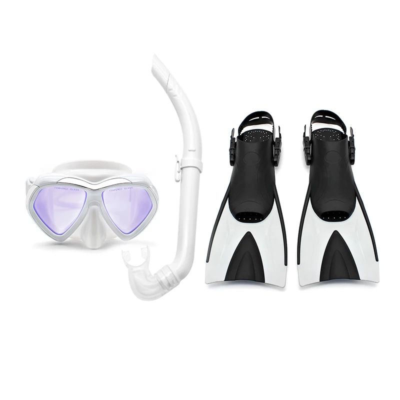 Wet Snorkel Set Swim Flippers Short Diving Masks Travel Size Open Heel Adult Swim Trainig Fins