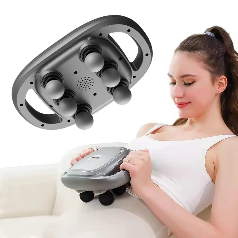 Handheld massager Full Body Exercise Strap Massager Neck Back Deep Tissue Impact 6 Head Massage Gun 6 head Fascia Gun