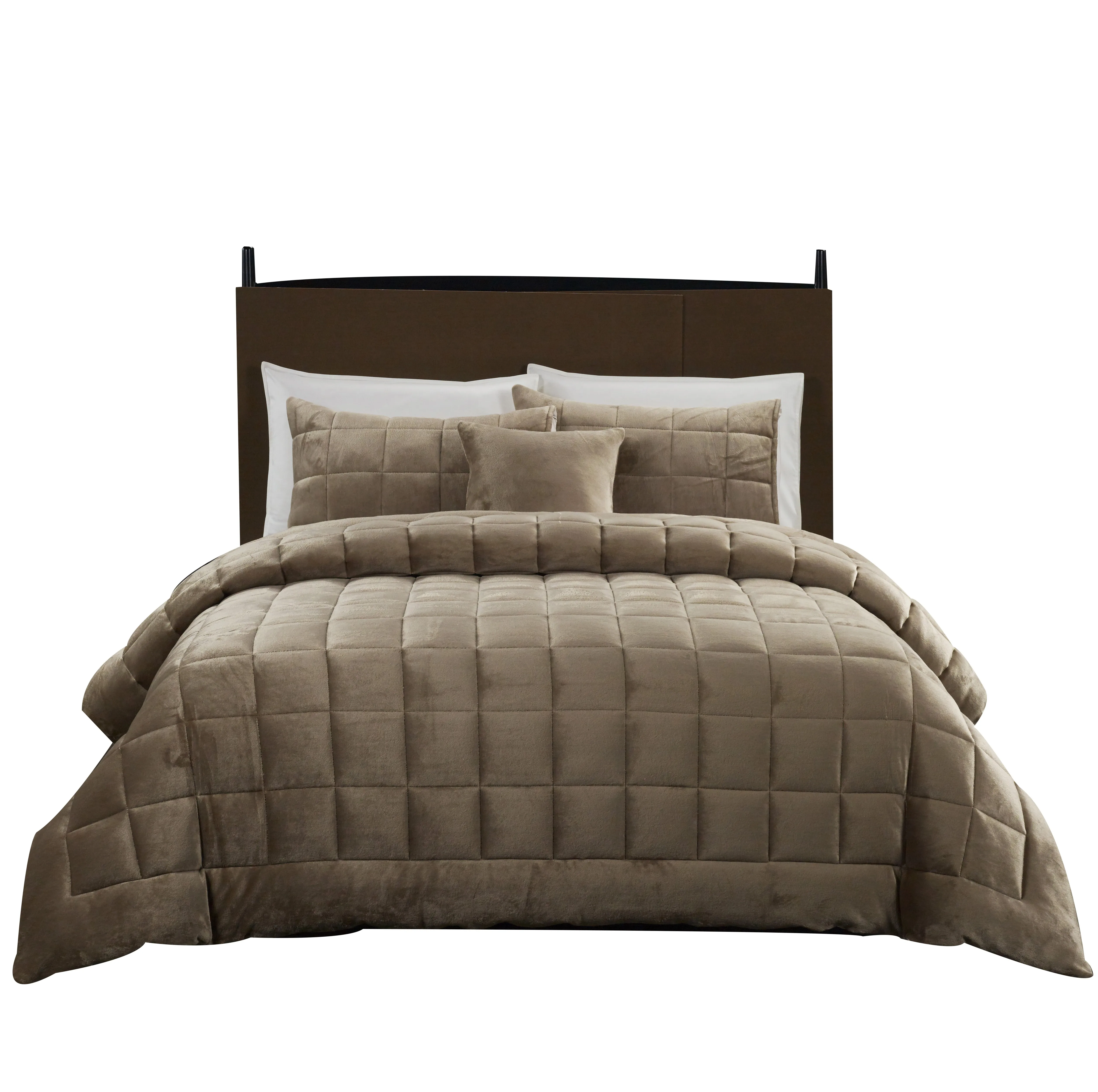 3 Pieces Luxe Faux Fur Soft Plush Faux Fur Comforter Set with 1 Comforter and 2 Faux Fur Pillowcases