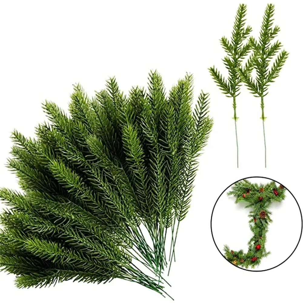 6.7x2.0 Inch Artificial Pine Needles Branches Garland for DIY Garland Wreath Christmas Embellishing and Home Garden Decoration