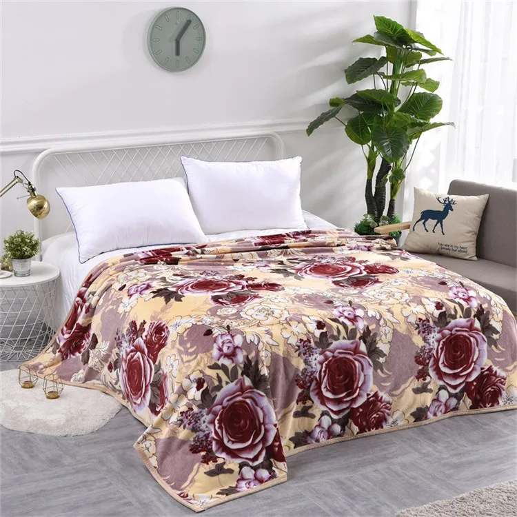 Korean Mink 2 Ply Reversible Soft Plush Warm Blanket For Autumn Winter/Promotional Fleece Blanket-Flower Blanket