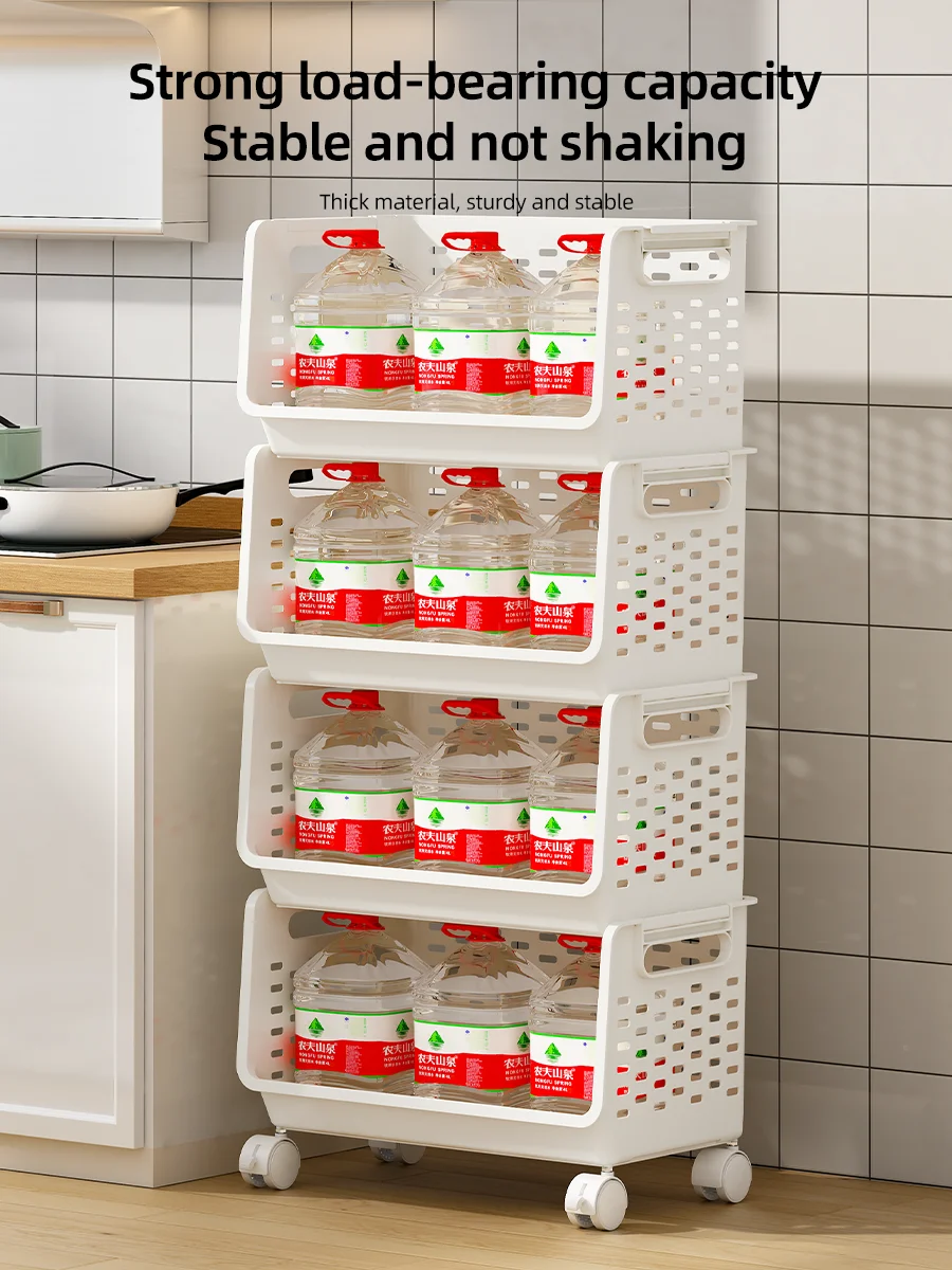2024 Cheap Wholesale Plastic Stacking Storage Baskets With Wheels