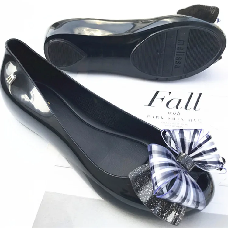 Wholesale womens shoes  new style big bow women unique pvc flat sandals high quality casual  fashion footwear for girl