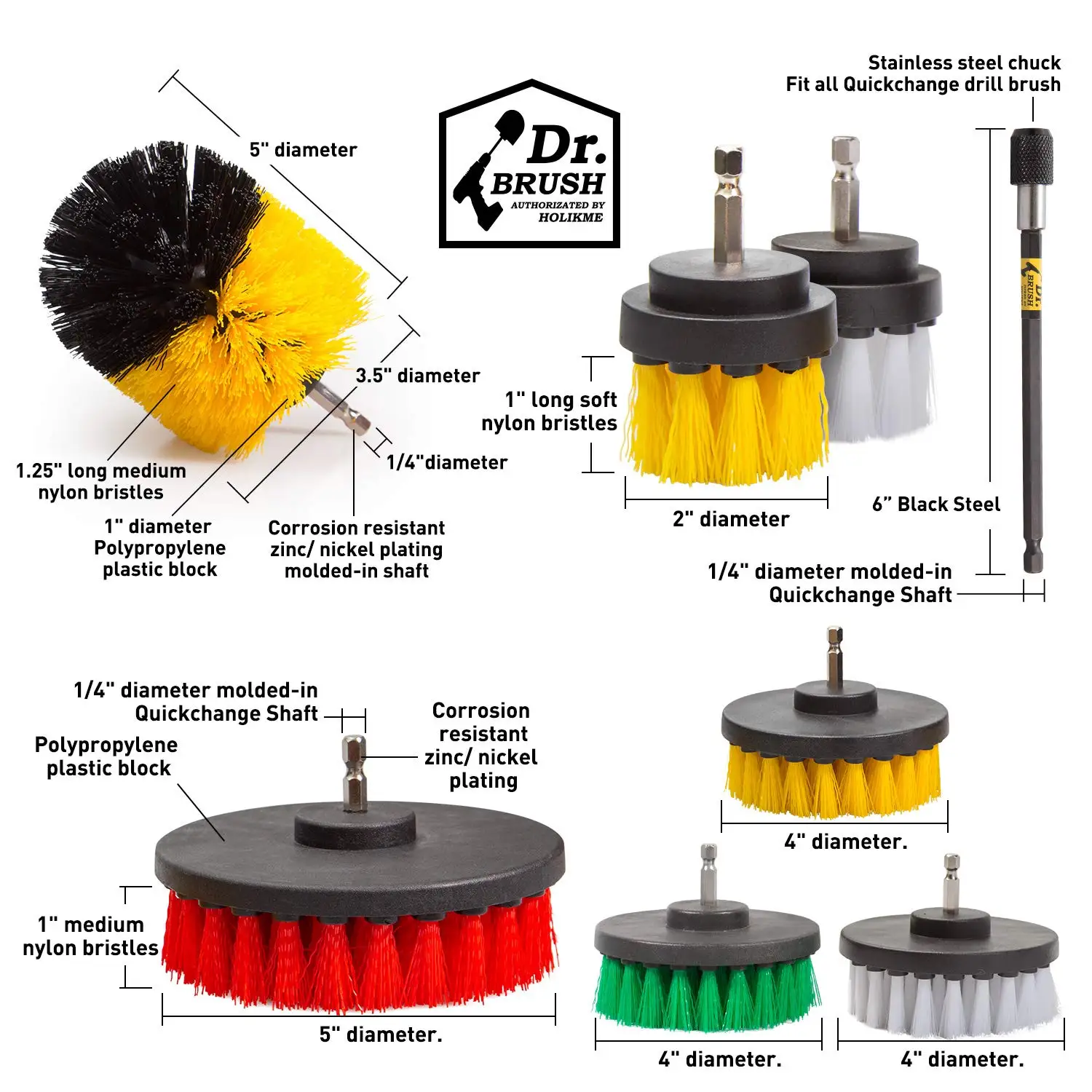 
20Piece Drill Brush Attachments Set,Scrub Pads & Sponge, Power Scrubber Brush with Extend Long Attachment 