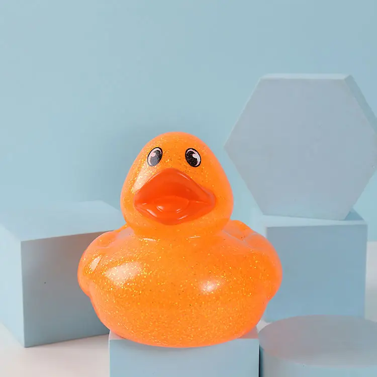 Wholesale Cute Eco-Friendly Design Vinyl Gold Sliver Glitter Rubber Duck 6 Inches Baby Animals Floating Rubber Duck Bath Toys