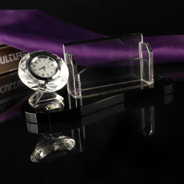 MH-BZ0077 table Crystal Clock with name place card holder crystal clock gifts