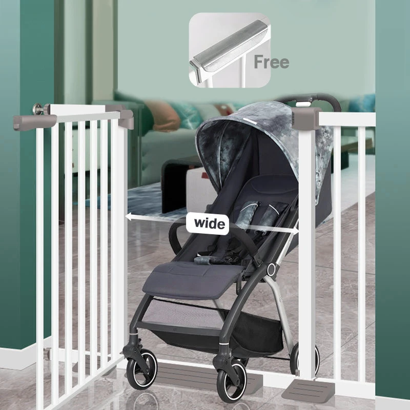 baby fence with door gate playground safety baby gate for gate way 75cm to 83cm with auto door lock function white