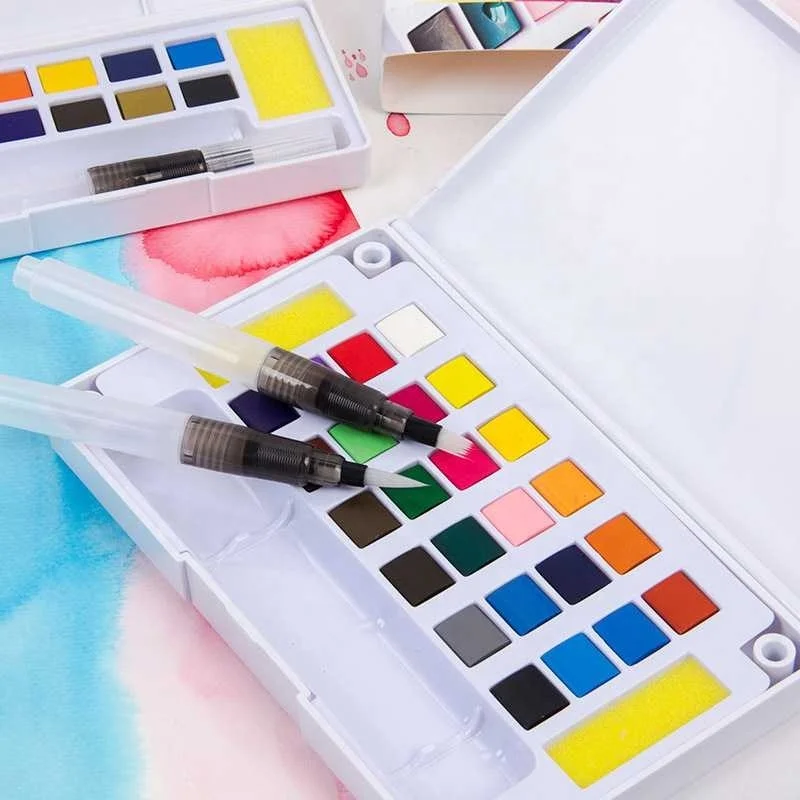 12 Colors watercolor paint set kids water colour watercolor artist solid water color with plastic box