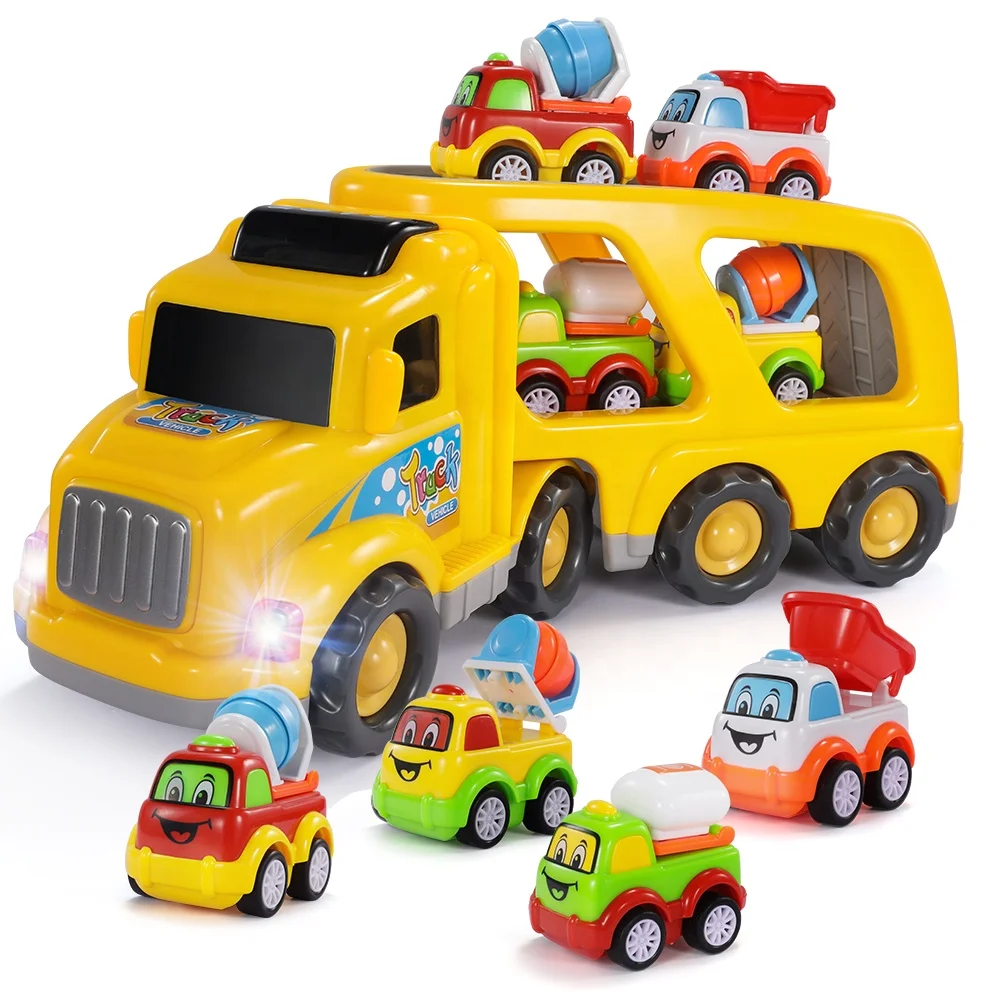 Wholesale Children Model Toys Plastic Inertia Car Play Set Friction Truck Trailer Toy
