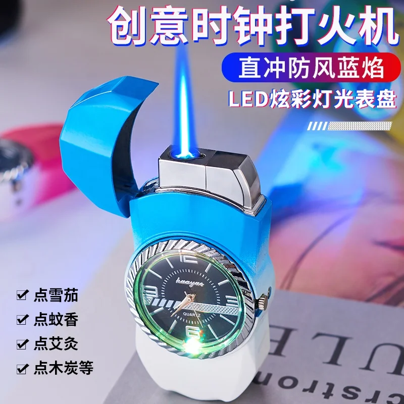 2024 Hot Selling Windproof Cigar Cigarette Watch Lighter  Inflated Gasoline Butane Car Lighter Manufacturer