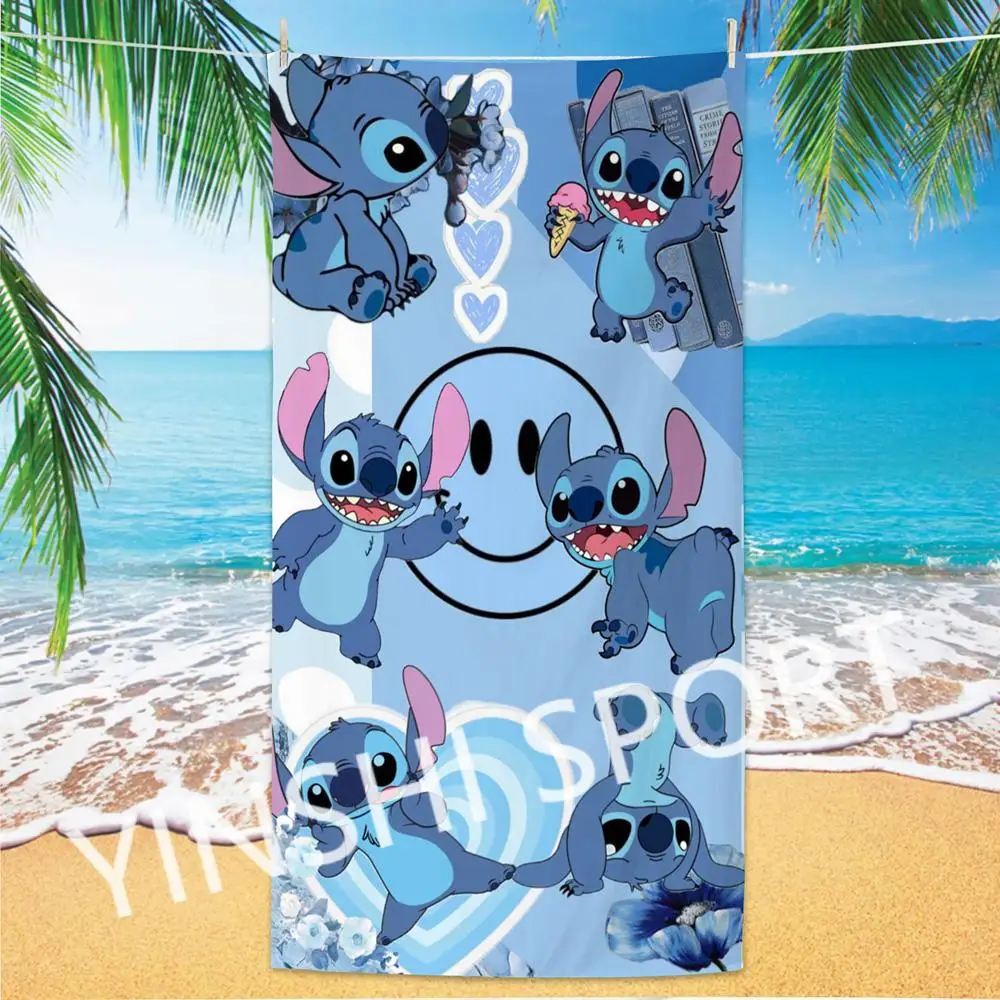 Summer Products 2024 Stitches Kids Cartoon Beach Towels Terry Cloth Hand Towels Printed Microfiber Beach Towel