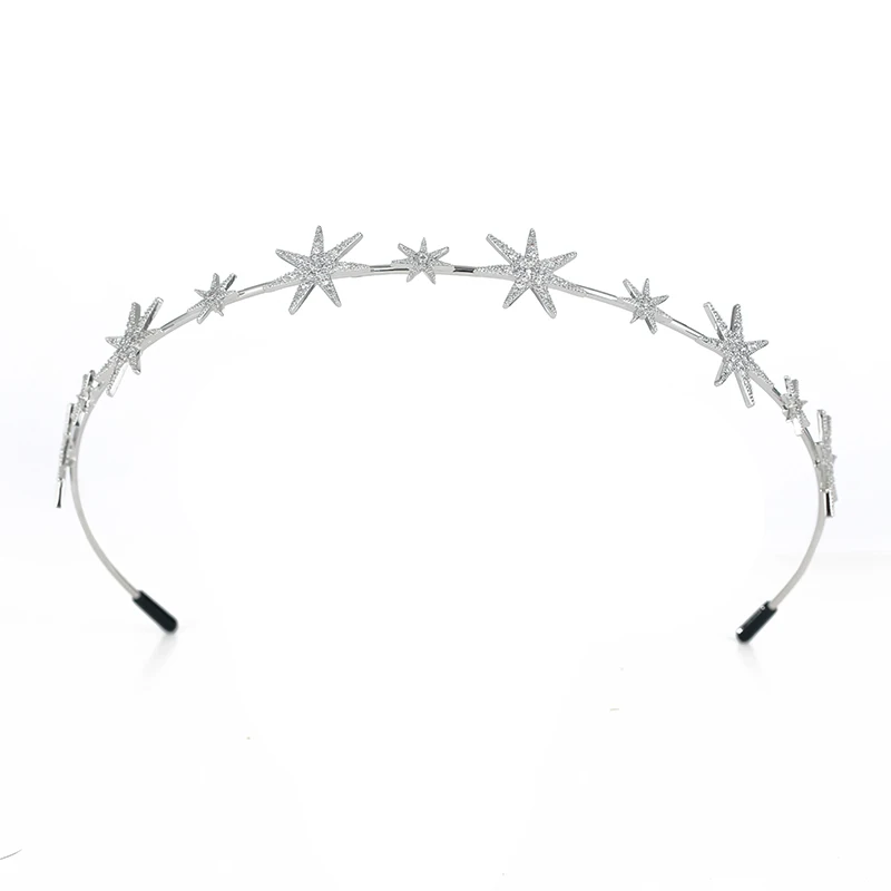 Звездный обруч, аксессуары для волос, серебряные украшения для волос, головной убор, круглая перемычка для девочек, гребень для волос