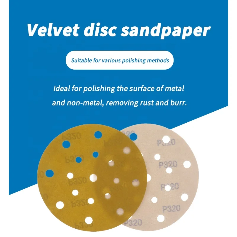 High Quality Yellow 6Inch 17Holes Sandpaper RMC AP33M Sand paper 150MM Abrasive Disc Gold Sanding Paper