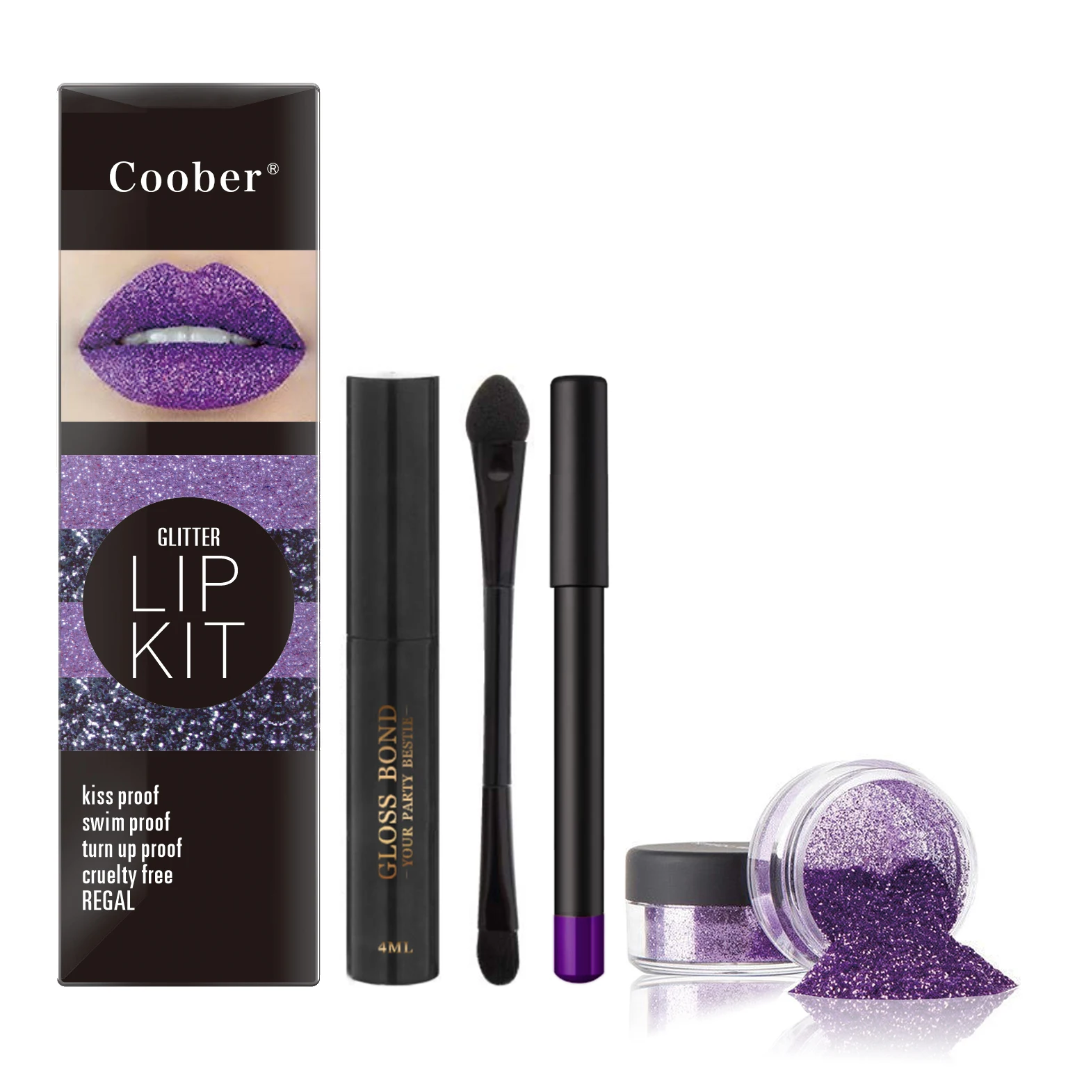 Wholesale OEM Customized Colors Holographic Lip Glitter Kit Long Lasting Glitter Glue for Lips Private Label