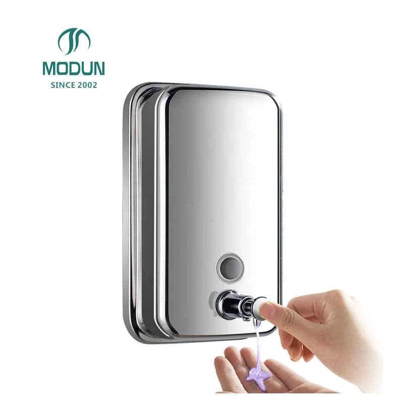 304 Stainless Steel Polish and Satin Wall Mounted 500/800/1000ml Optional Manual Soap Dispenser for Restroom