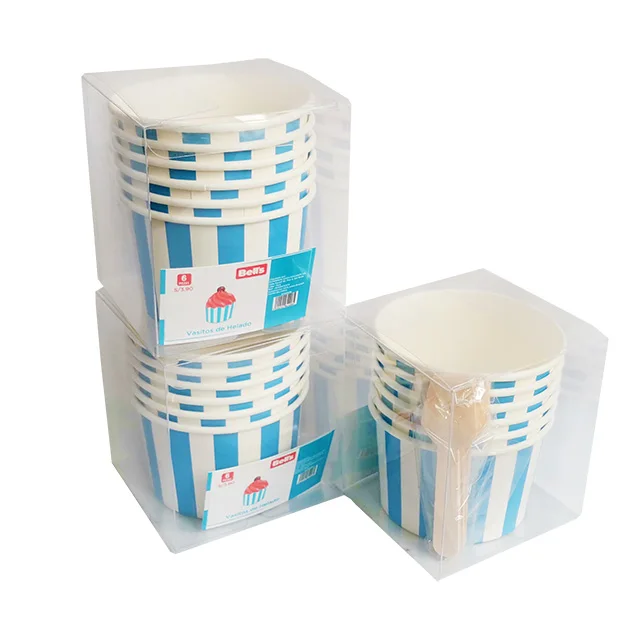 4oz 8oz 16oz Custom ice cream packaging containers suppliers with Logo Lids And Spoon