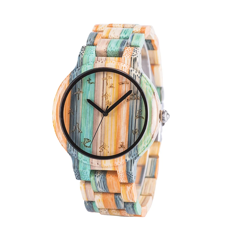 BOBO BIRD Color Bamboo Wood Watches Men And Women Size 3atm Water Resistant Wristwatches