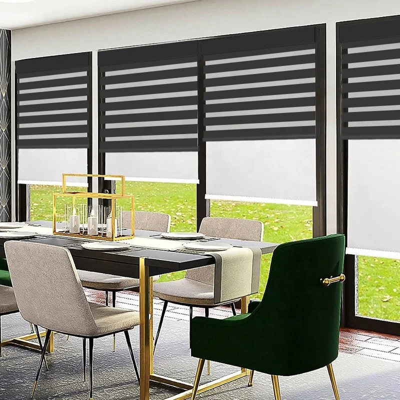motor blackout roller blinds for hotel double window blinds for window day and night blind villa roller shades zebra curtain