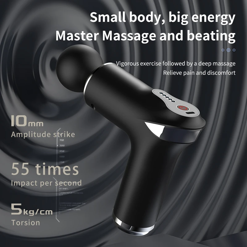 New Trending 5 Speeds Vibration Therapy Massager Mini Fascia Massage Gun with 4 Replacement Massage Heads