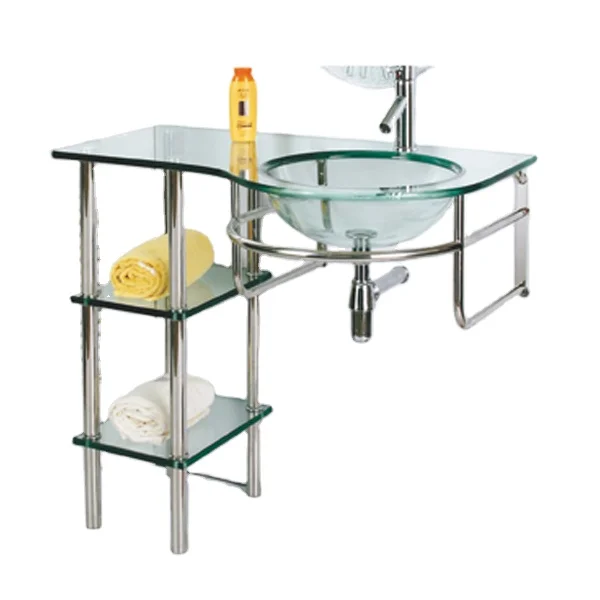 Tempered Single Glass Wash Basin With Stainless Steel Holder Cheap Price off 20% Model No.B06