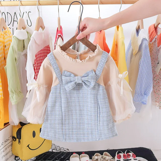 Cheap price baby dress spring autumn new fashion long sleeves dress casual round neck baby girls dress