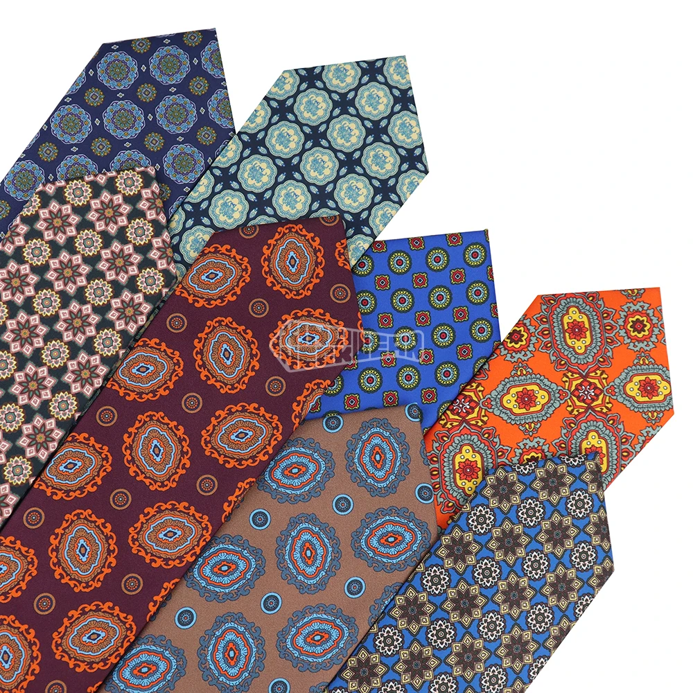 Dark Purple Blue Neckties Geometric Print 3Fold Tuxedo Neck Tie Wedding Floral Silk Ties Men