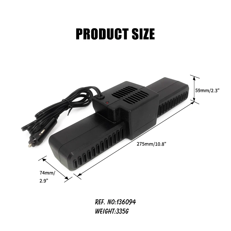 12v Car Heater Defroster Portable Windshield Defogger Fast Heating with Cigarette Lighter Plug