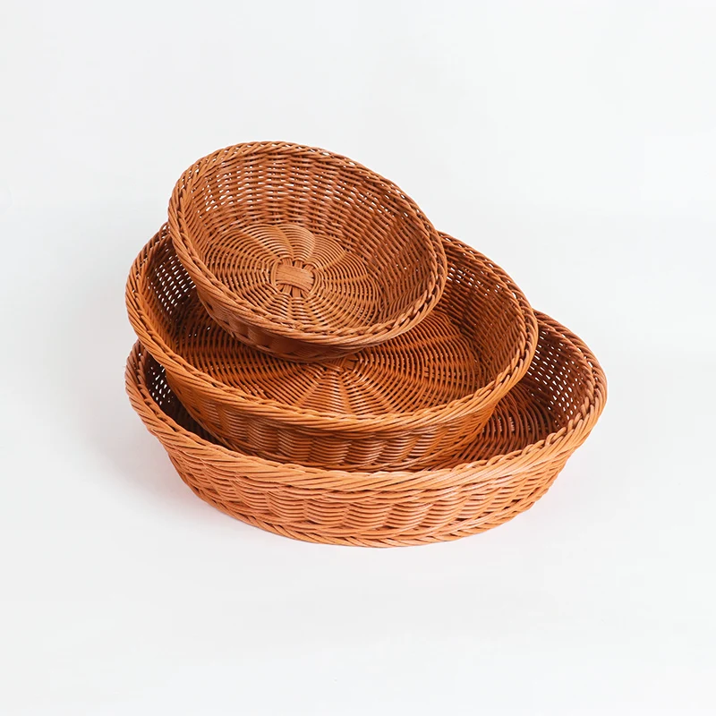 High quality custom handcraft  office desk organizers plastic rattan tray basket food&storage trays for fruit candy
