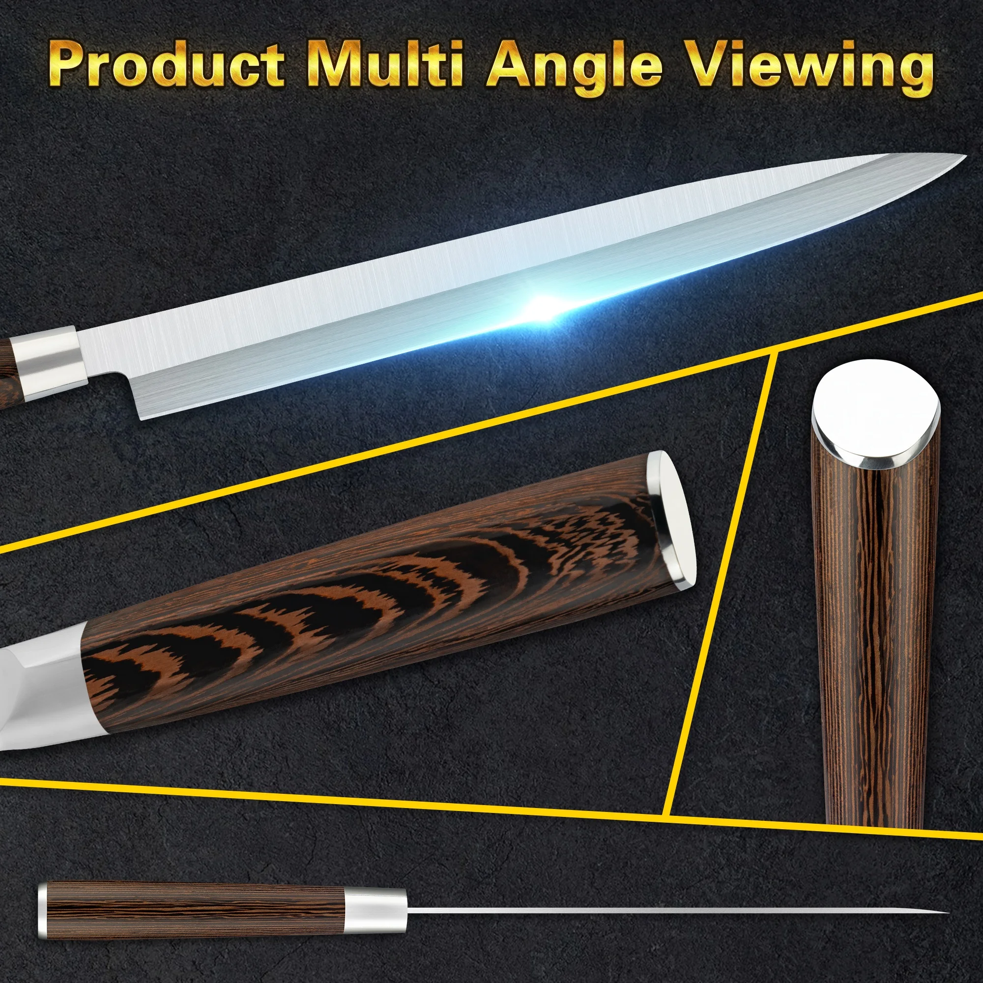 10% Off Custom Logo 12 inch Right Hand cuchillo yanagiba long japanese sushi knife with Wenge Wood Handle