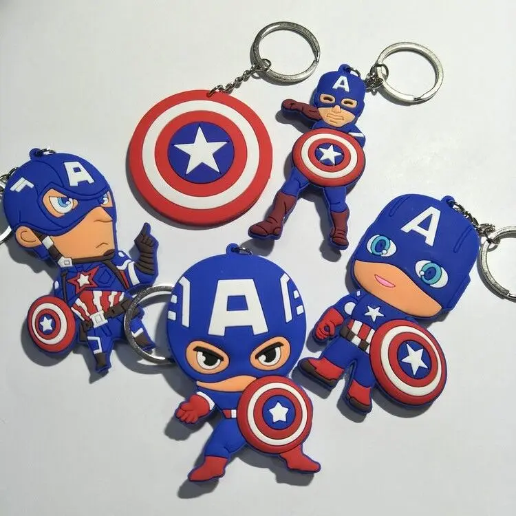 Wholesale Custom Marvel Superhero Keyring Charm Pendant Bat Spider Iron Man Hulk Captain Venom Thanos Rubber keychain