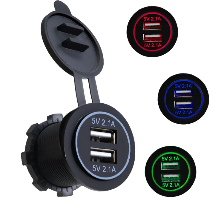 A31 двойной порт USB зарядное устройство гнездо 4.2A с круглым светодио дный светильник