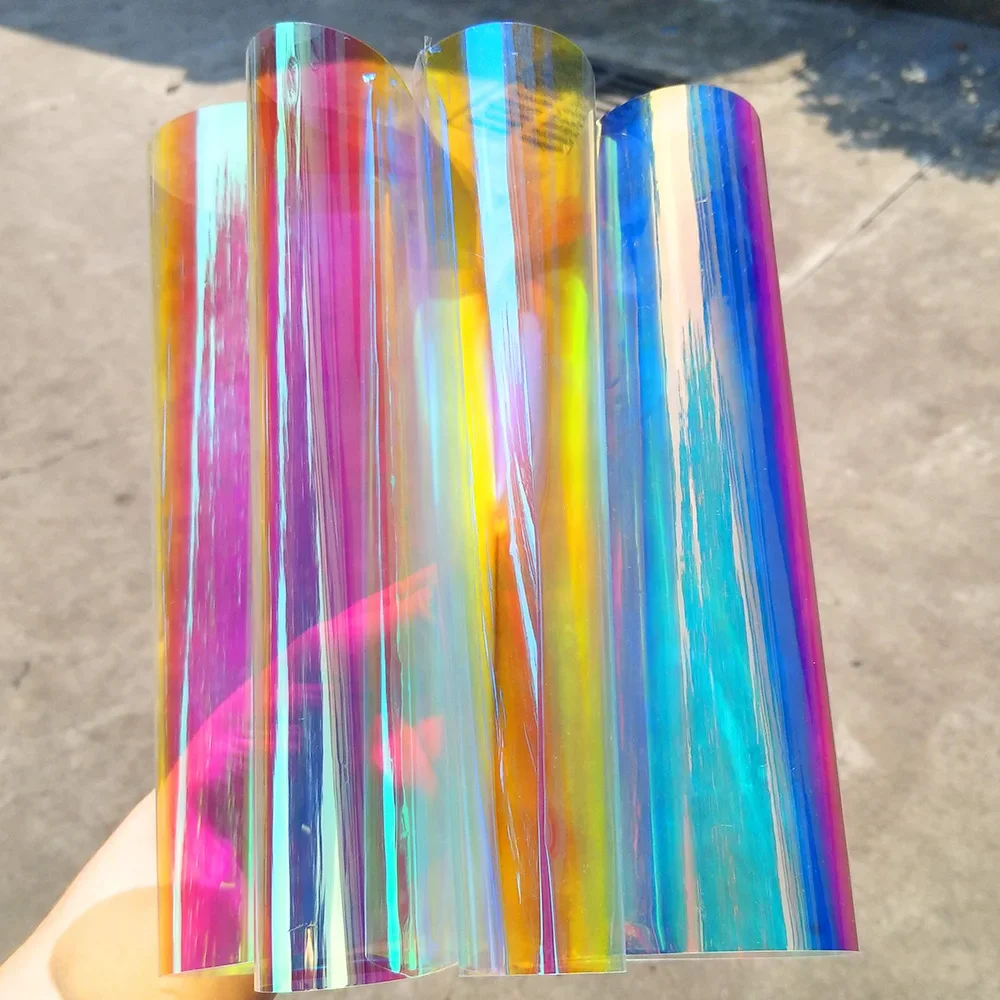 1.38*30m Shopping Mall Commercial Office Building Colorful Dazzling Blue Decoration Sticker Rainbow Dichroic Window Tint Film