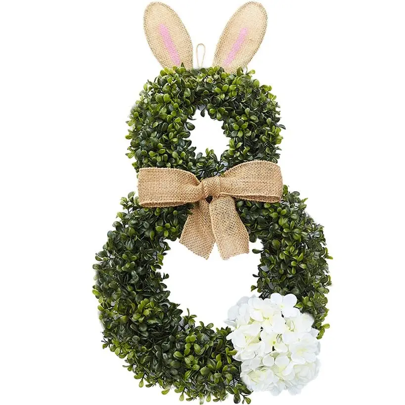 Artificial Easter Bunny Wreath Spring Season Front Door Hanging Decorations