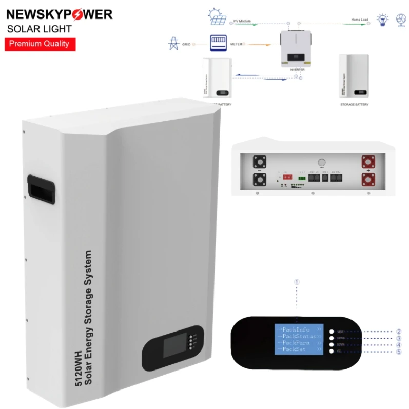 Pure Sine Wave Off Grid Hybrid Solar Battery With MPPT Energy Storage System 5KWh 10KWh 100ah For Home Wall Mounted