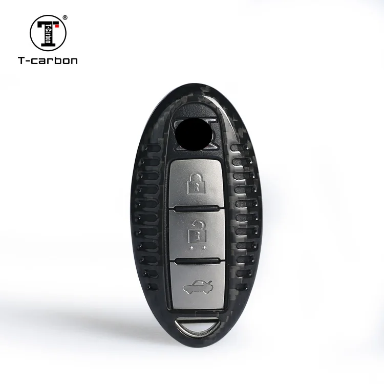 T-carbon Key Case Black For Nissan Car Key Case Cover Carbon Fiber Auto Parts Key Cover Factory Sales