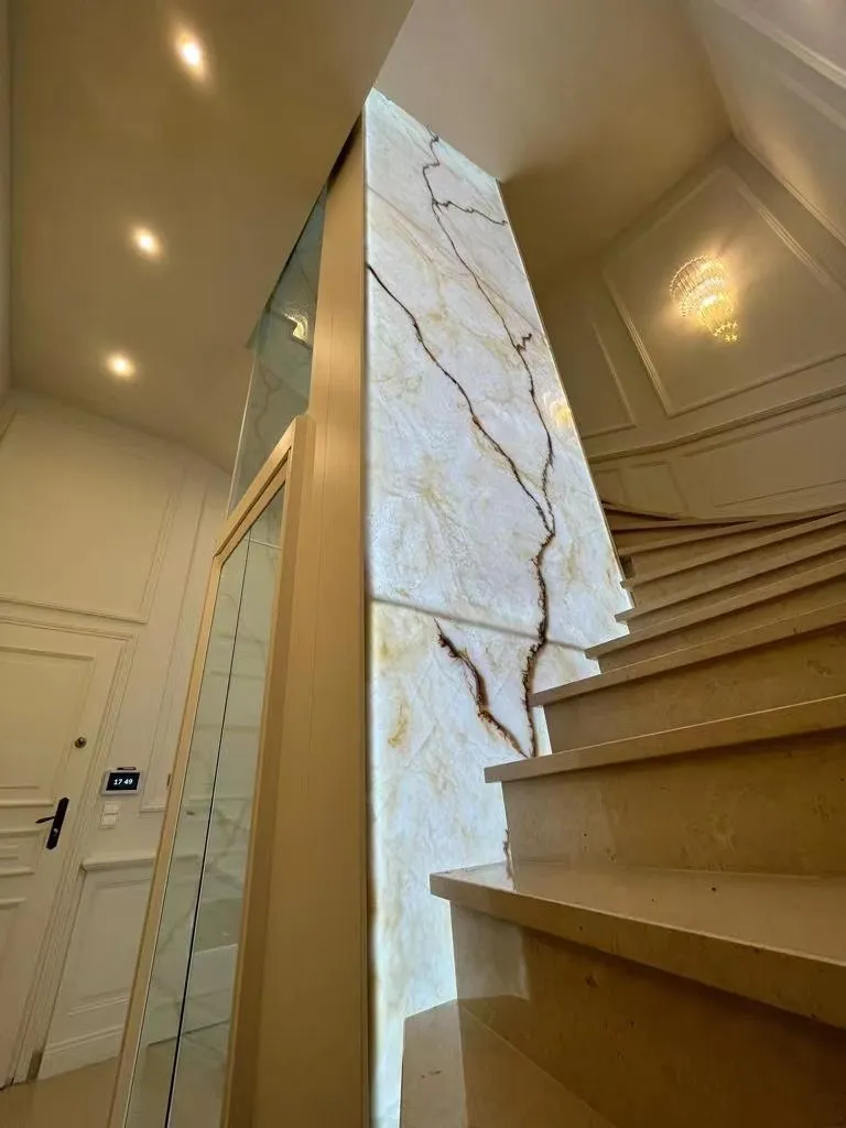 Translucent onyx artificial stone acrylic resin backlit marble for wall