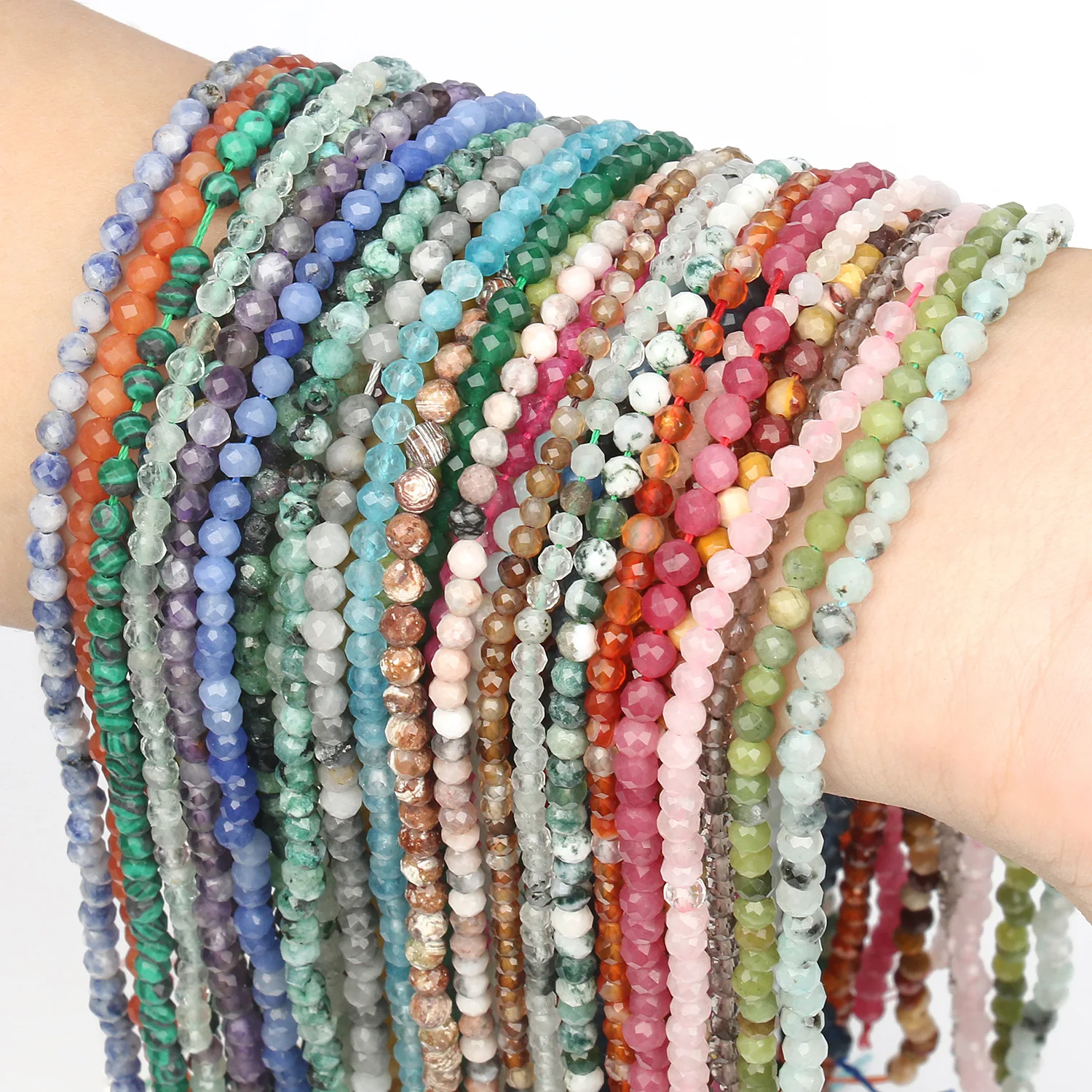 2mm 3mm 4mm Small Size  Faceted Cut Nature Fine Stone Bead Loose Gemstone Beads for Jewelry Making Bracelet DIY Crystal Stone