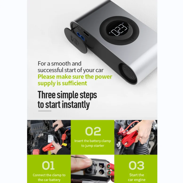 new design 2 In 1 Car Air Compressor 150 PSI DC 12V 10000 mAh Wireless Pump Car Jump Starter