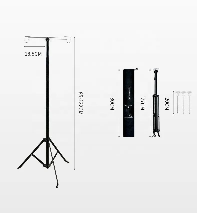 HISPEED Foldable Bracket Camping Lamp Stand Aluminium Telescopic Camping Lantern Stand