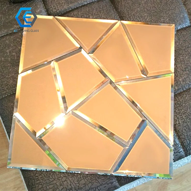 Modern Bathroom Wall Self-Adhesive Frameless Vanity Sticker Mosaic Mirror Tile Hexagon Wall Glass Mirror