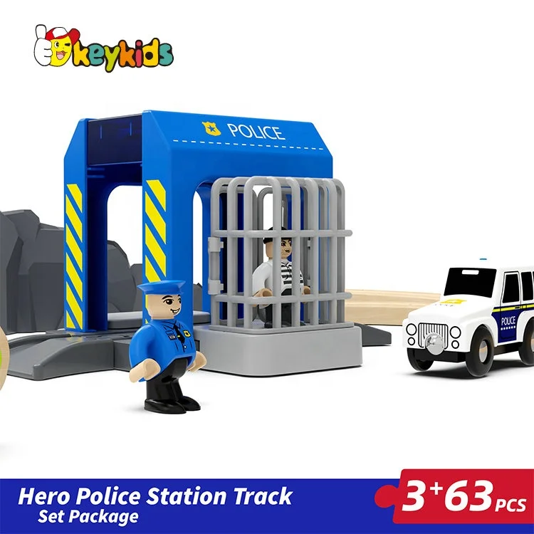 63 PCS assembly slot wooden toy railway set for kids W04C247